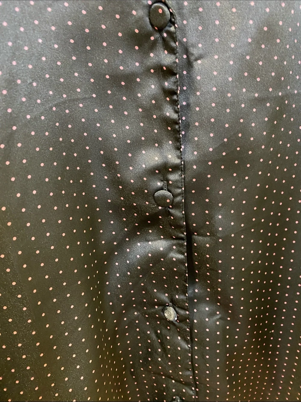 Intimates Liz Banks  Black Polka Dot Button-Up Shirt with Pink Trimpagama Top